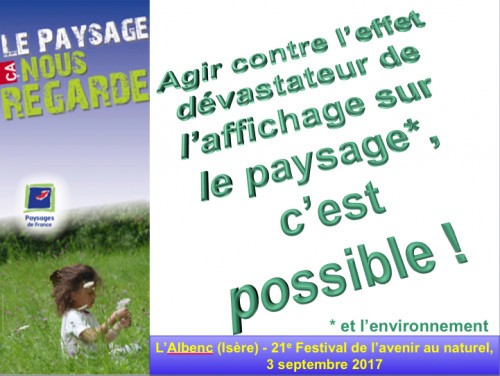 21ème festival de l'Avenir au naturel « Agir contre l’effet dévastateur des panneaux publicitaires sur notre environnement, c’est possible ! »